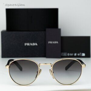 Prada Men Sunglasses Gold Grey Gradient Round PRB52S ZVN02C NEW AUTHENTIC
